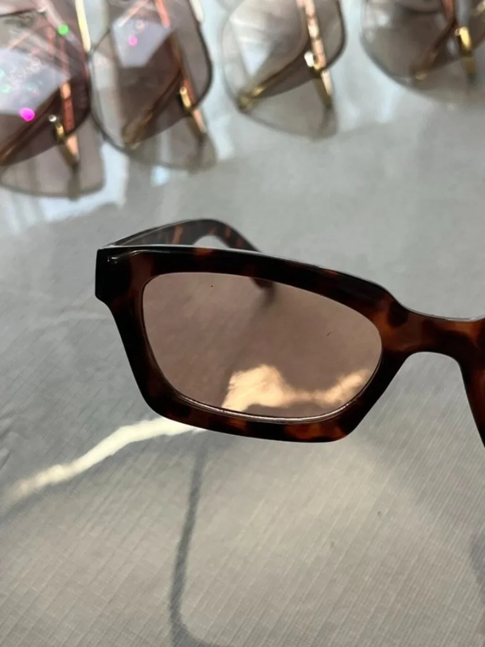 AIRE Sculptor Sunglasses Tortoise Rectangular Frame Brown Lenses
